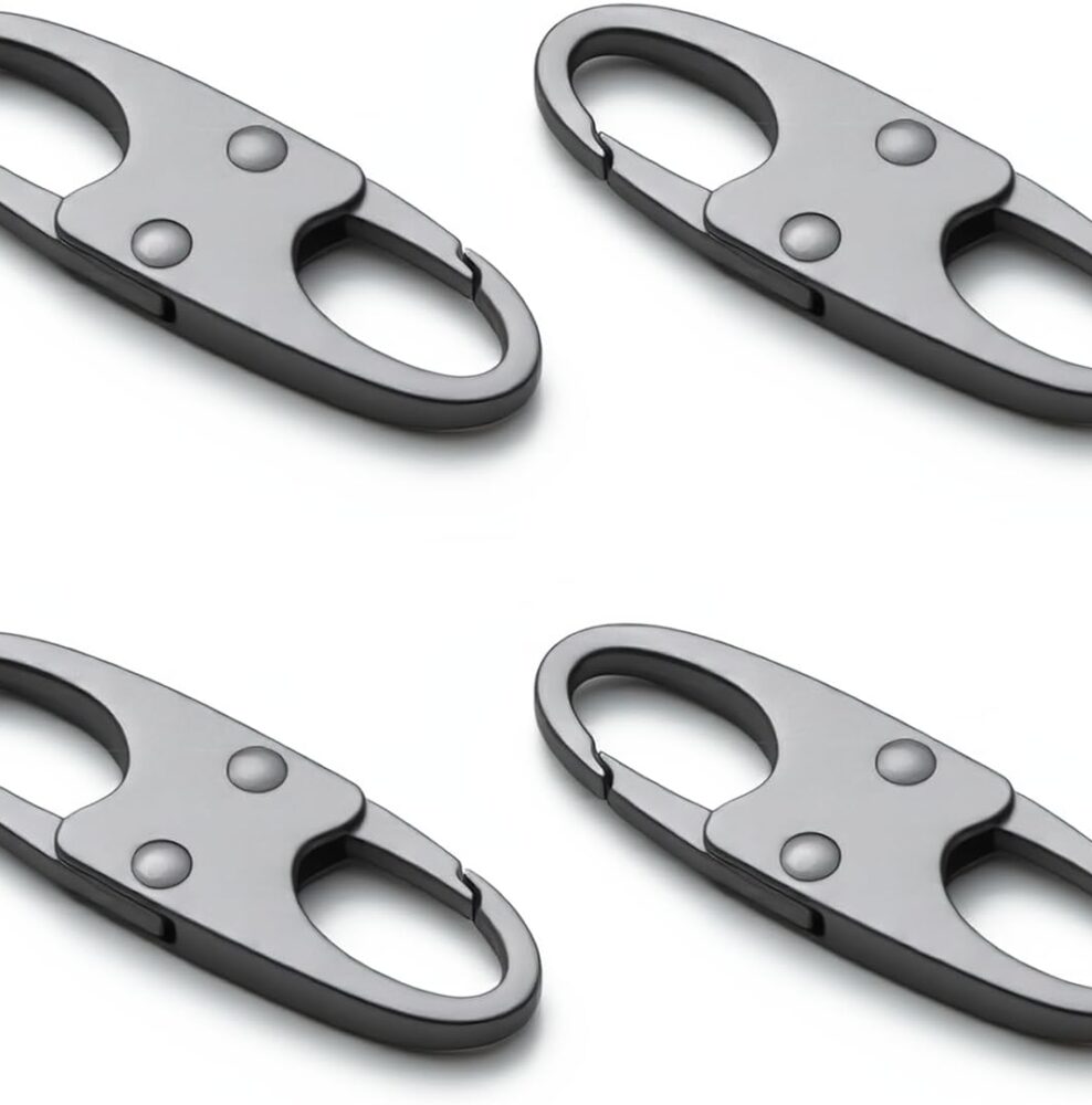 zelin Anti Theft Zipper Clips, Travel Essentials, Carabiner, 4Pcs Grey