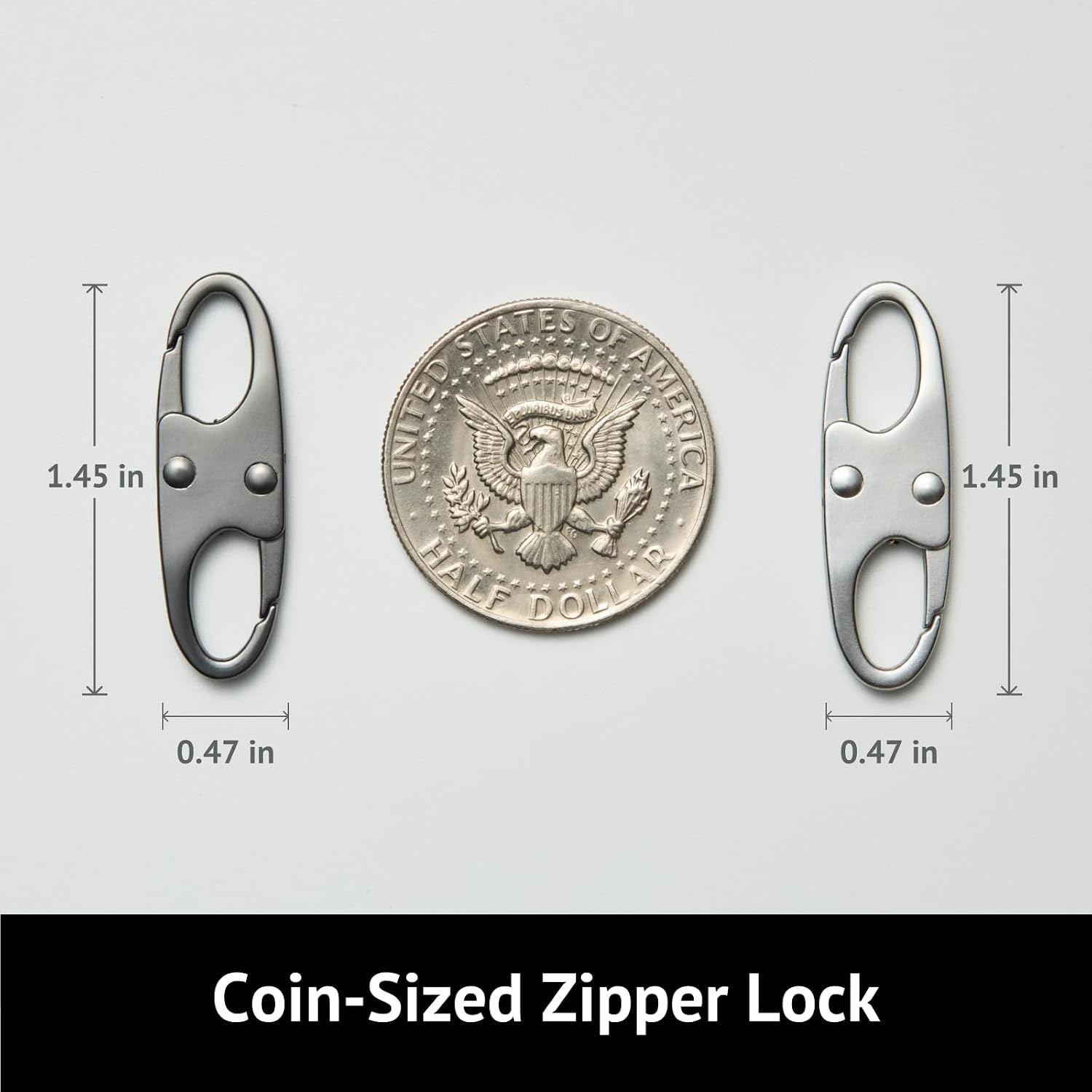 zelin Anti Theft Zipper Clips, Travel Essentials, Carabiner, 4Pcs Grey - Image 2