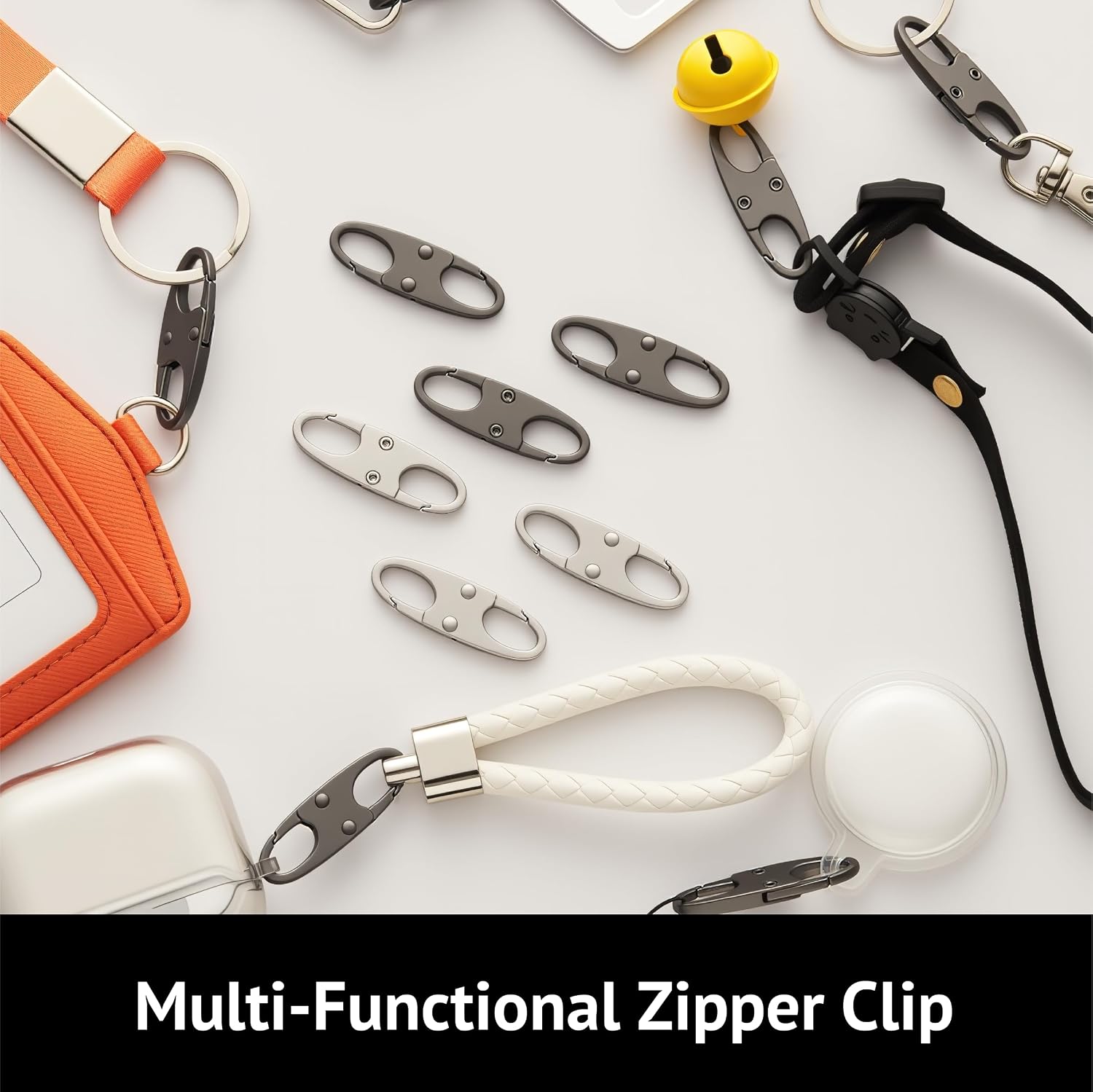 zelin Anti Theft Zipper Clips, Travel Essentials, Carabiner, 4Pcs Grey - Image 6