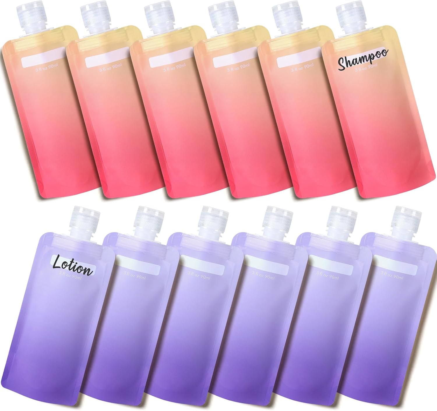 PACKISM 12 Pack Travel Pouches for Toiletries - 90ml 3 oz Liquid Containers